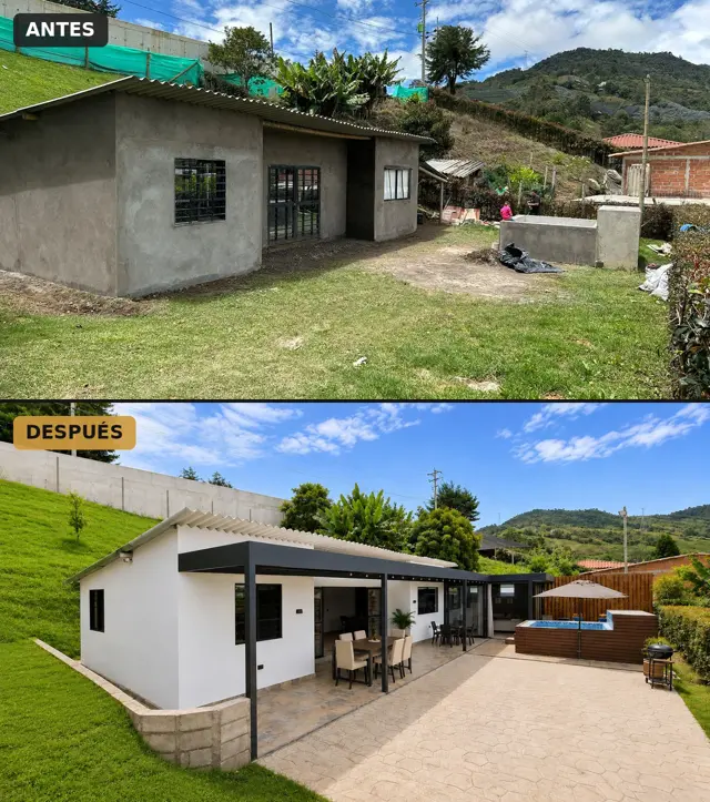 Antes y después: remodelación completa de casa con pérgola, piso de concreto estampado y jacuzzi