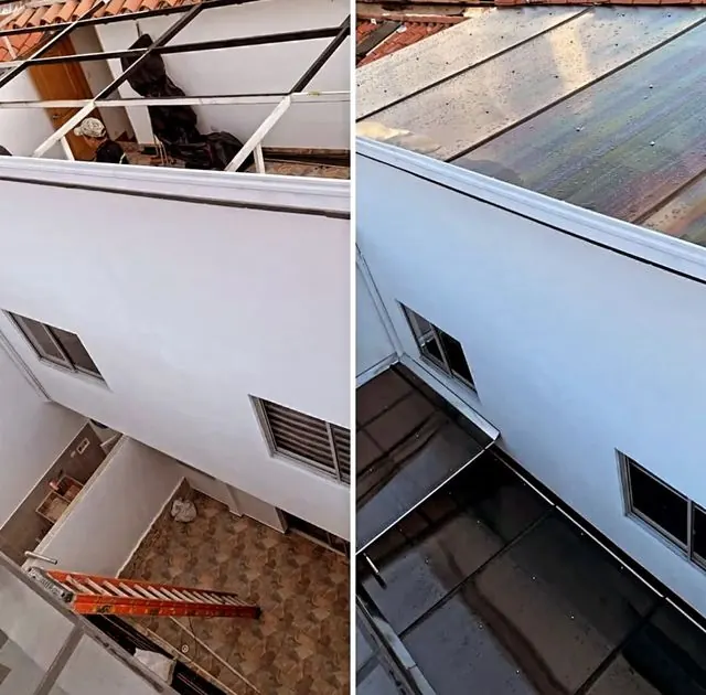 Antes y después: nueva cubierta sobre patio interior